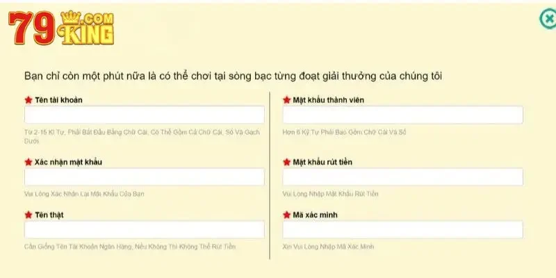 đăng ký tài khoản 79king đăng ký tài khoản 79king